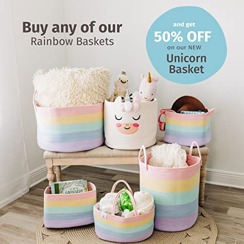 OrganiHaus Rainbow Basket for Pastel Classroom Decor Large Cotton