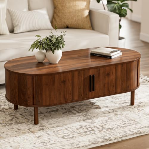ZttRiee Coffee Table for Living Room, Modern Oval...