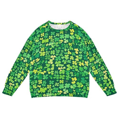 JUNZAN St.Patrick's Green Shamrocks Little Boys Hoodie Sweatshirt Crewneck Hoodie for Boys Party 4T