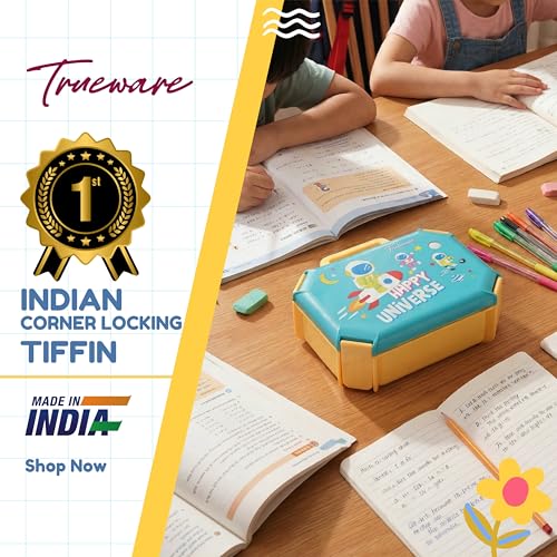 Image of Trueware Blossom 2 304 Stainless Steel PU Insulated Lunch Box with Two Compartment BPA Free, Food Grade Ideal for School, Picnic, Office & Outdoor - 580ml