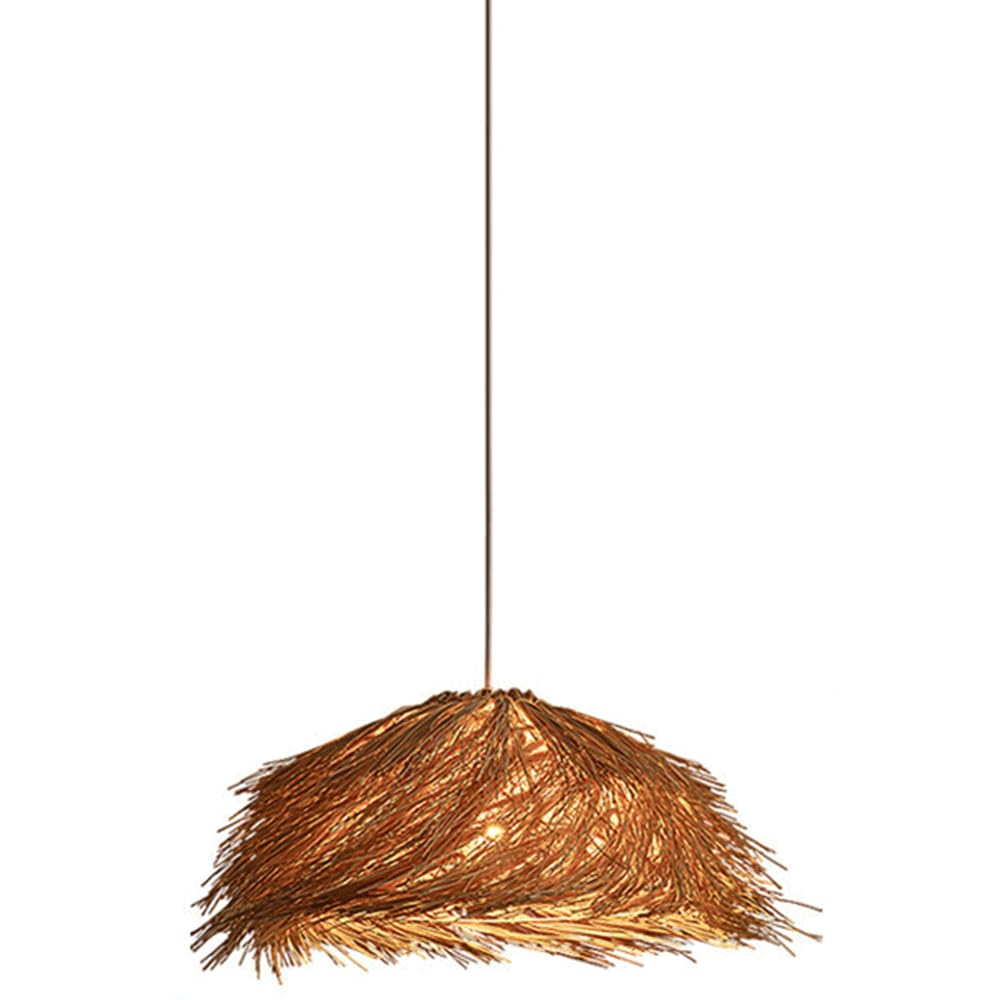 CJSLXGBL 1-Light Rustic Woven Pendant Light, Coastal Rattan Lampshade Hanging Lamp Light Fixtures RetroCoastal For Dining Room Kitchen Island Bedroom Foyer Hallway