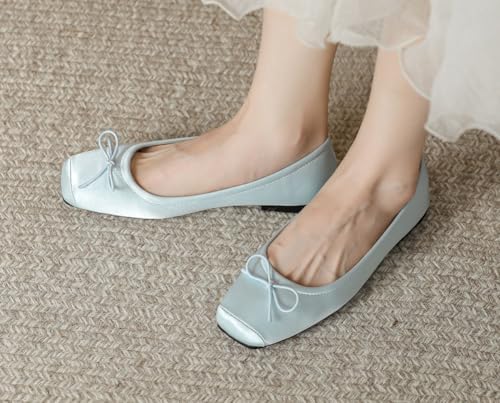 Women's Ballet Flats Square Toe Dress Shoes Comfortable Retro Bow Mary Jane Shoes Ladies Flats for Dressy Office2