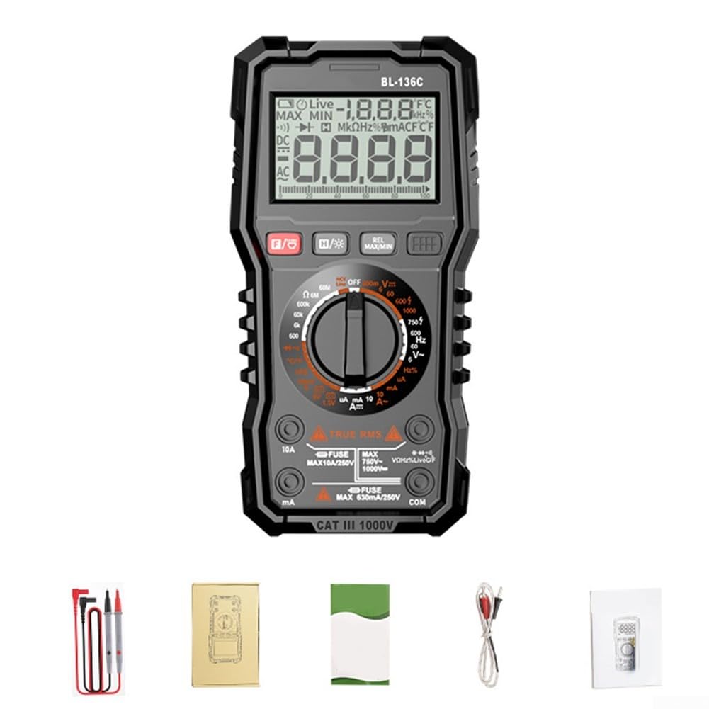 Digitales Multimeter, 6000 Counts True RMS Auto Range | ABS berührungsloser Spannungsprüfer für elektrische Industrie (10000)