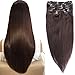 Produktbild Clip in Haarverlängerung Set Echthaar Remy Haar Echthaar Clip in Extensions Dunkelbraun 180g 8 Stück pro Set 20 Clips 100% Echthaar Vollkopf 22Zoll/55cm