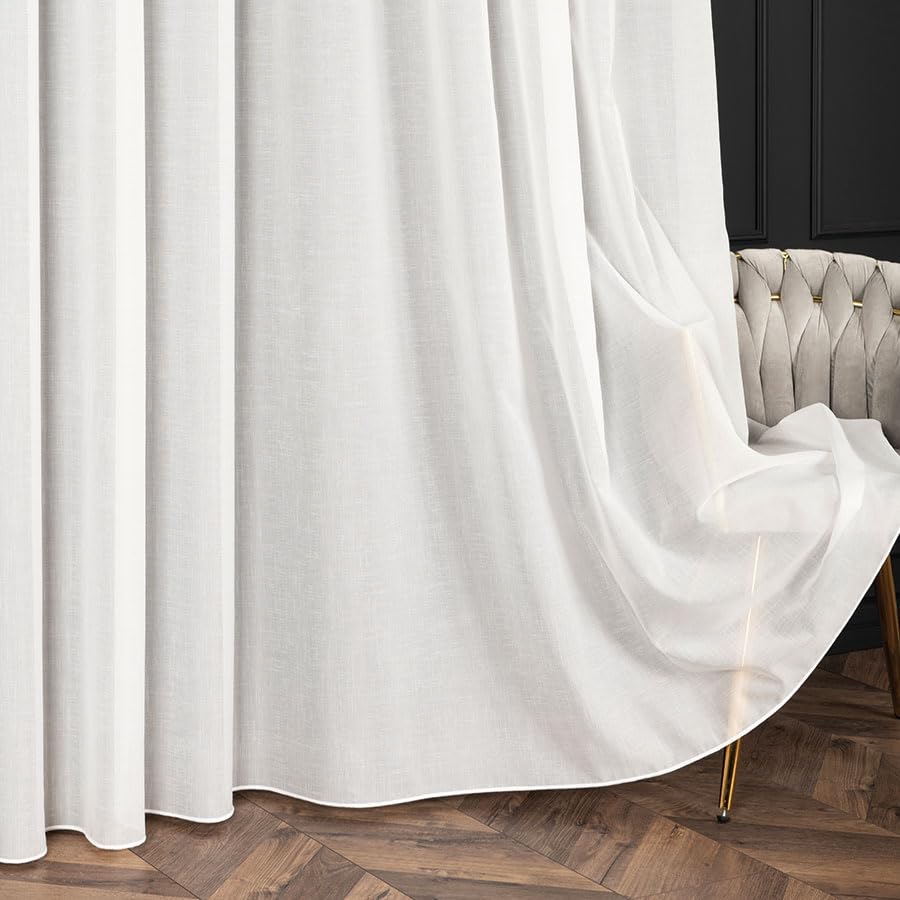 Weiß 500x280 cm (BxH) Murano Lang Batist Gardinen mit Kräuselband Elegant Wohnzimmer Schlafzimmer Gardinenschals Fenstergardinen Leichtigkeit Weichheit Transparenz