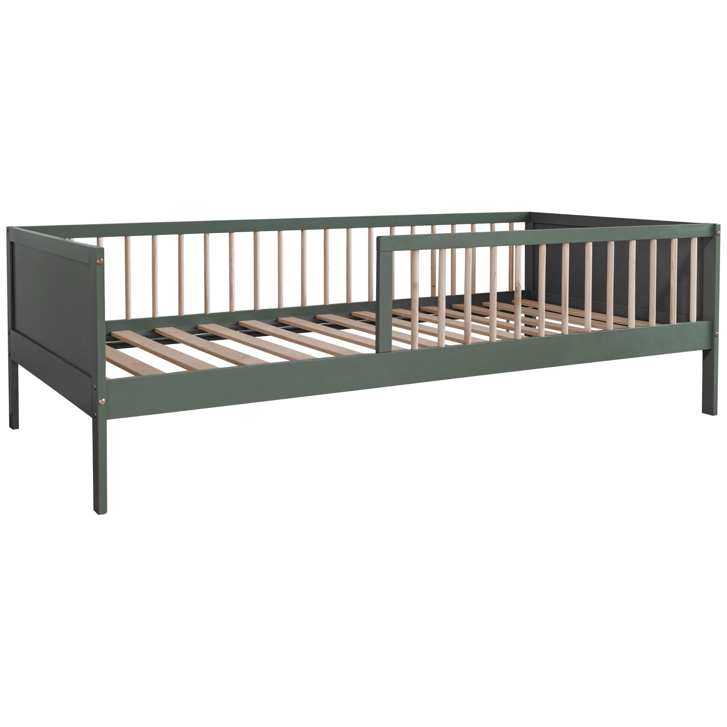 Happy Garden Cama Infantil Adam, tamaño 190x90cm, con somier Estructura de Madera Verde, fácil de Montar Ideal para Crear un Dormitorio Infantil Colorido y Acogedor.