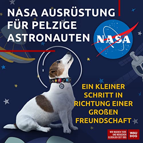 WAUDOG Verstellbares Welpenhalsband für kleine Hunde – Hundehalsband Welpen Jungen & Mädchen Welpenhalsbänder Nylon große Rassen (NASA, 9 3/4 ''-13 3/4'' Hals)
