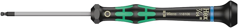 Chave de Fenda de Precisão para Eletrônica Wera Kraftform Micro 2052 com Ponta Sextavada Ballhead de 2,78 mm e Haste de 60 mm