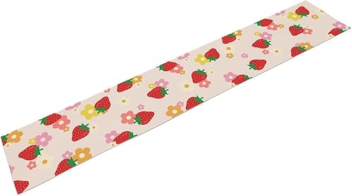 Miniatura 6 de Bonito camino de mesa de fresa, rosa retro de los años 70, diseño floral de verano de los años 70, decoración de mesa auxiliar para el hogar,