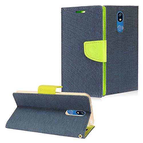 Eaglecell - Compatible for LG Journey LTE L322DL, Neon Plus, Prime 2, Arena 2, Aristo 4, Tribute Royal, Escape Plus, K30 (2019) LM-X320 - Denim Flip Wallet Phone Case - CT5 Green/Blue