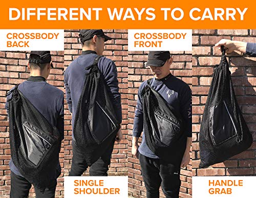 Fitdom Large Mesh Swim Drawstring Sling Bag. Best For Swimming, Gym & Beach #TOP5