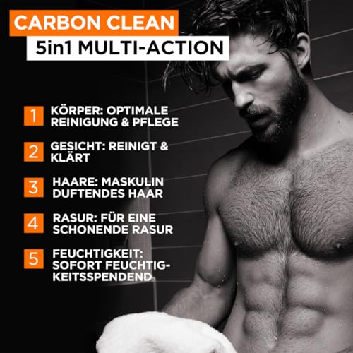 L'Oréal Men Expert XXXL 5-in-1 Shower Gel and Shampoo for Men, Shower Bath for Cleansing Body, Hair and Face, Men's Body Care for Long-Lasting Freshness with Carbon, Pure Carbon, 1 x 1000 ml