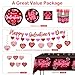 wellspar 209pcs Galentines Day Decorations Complete Tableware Set, Galentines Day Party Decorations, include Banner Hanging Swirls Plates Napkins Paper Cups Straws Forks Tablecloths Balloons Backdrop