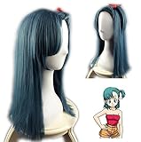 Xcoser Bulma Wig Dragon Ball Cosplay Bulma Costume Wig for Halloween Party