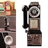 Retro Telephones Ornament,Wall Mounted Vintage Rotate Classic Look Dial Pay Phone Model Decoration,Antique Rotary Dial Coin Payphone Ornament Wall Decor