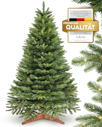 Håvn ® Sapin de Noël Artificiel Premium 220 cm (Nordlys) | Aspect Naturel, Branches Denses, avec Support en Bois & Sac de Rangement – Sapin Haut de Gamme