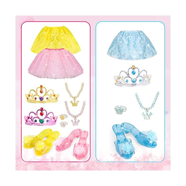 Meland princess dress up - dress up clothes for toddlers with skirts, shoes, crown & play jewelry, princess toys for girls age 3,4,5,6 year old, toddler little girls gift idea for birthday christmas - image 4