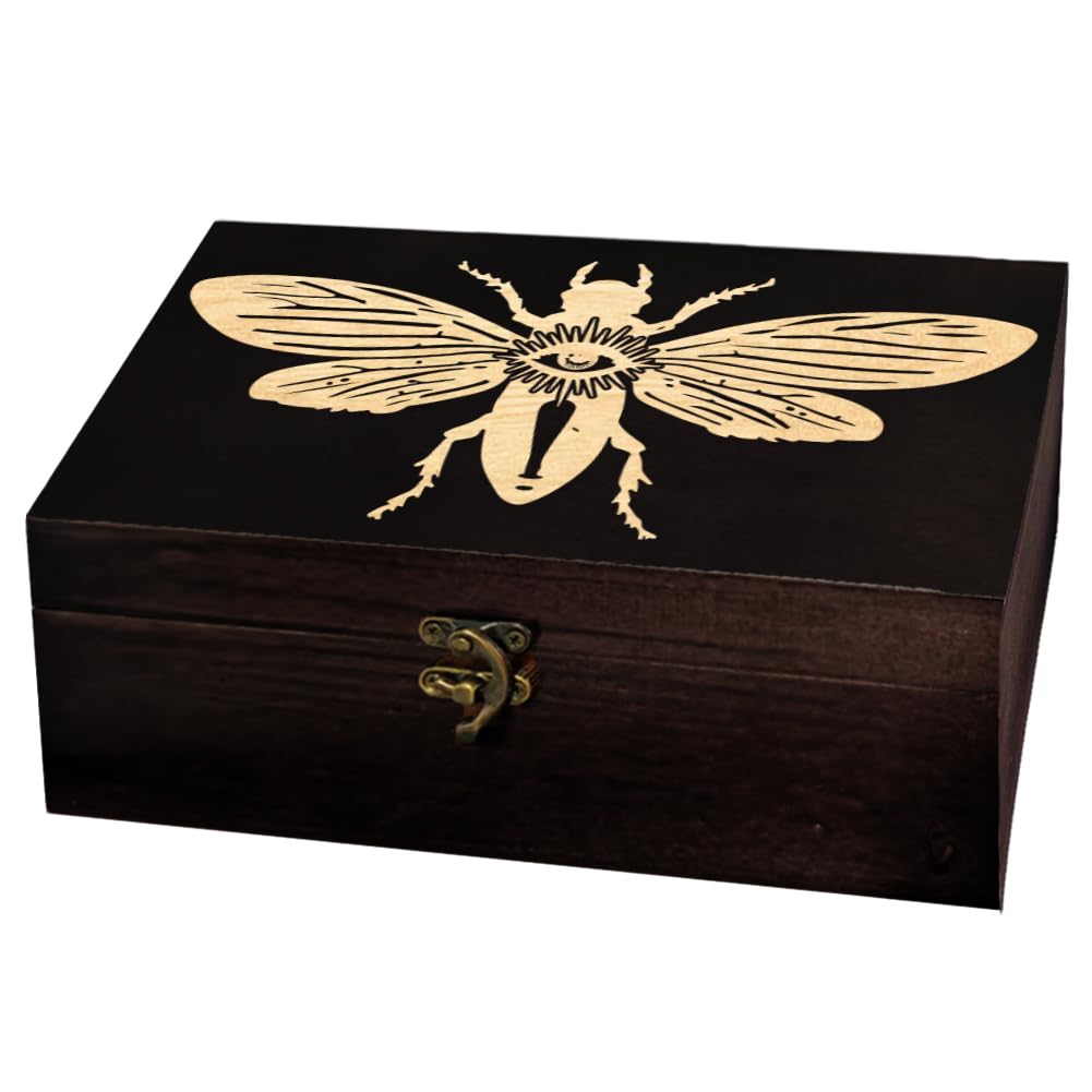 arricraft Cicada Eye Rectangle Divination Wood Storage Box with Lid — image 1