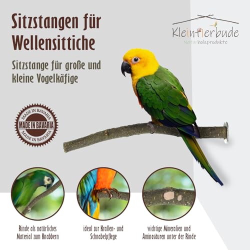 6 Natur Sitzstangen für Vögel - Befestigung aus Edelstahl - Wellensittich Spielzeug - Nymphensittich Spielzeug - Vogel Spielzeug