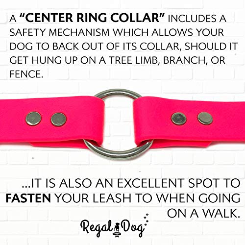 Collier de chien imperméable rose en vinyle taille moyenne avec double boucle - 8