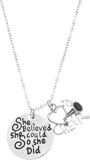 Cheer Necklace for Girls, Cheer Gifts for Cheerleaders, She Believed She Could So She Did Cheer Themed Jewelry, Love to Cheer Charm Pendant, Cheer Senior Gift, Competitive Cheer Gifts