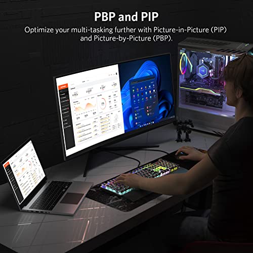 Fiodio 35” Ultra Wide Qhd 21:9 Gaming Monitor, With Adaptive Sync, 120Hz Refresh Rate, Picture In Picture, By Srgb 99%, 2Xhdmi 2Xdisplay Ports, R1800, 3440*1440P, (Dp Cable Included), Black (V3L6W) #TOP4