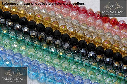 Taruna Biyani 8MM Faceted High Gloss Luster Shining Crystal Necklace Mala Jewellery Set with Earrings for Women Girls - Image 5