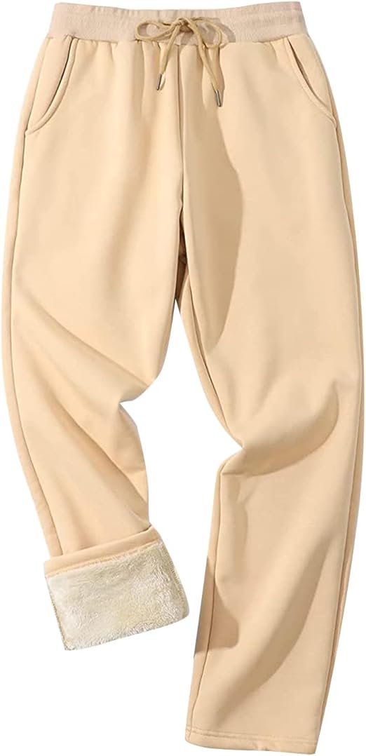 Flygo Men's Fleece Lined Sherpa Sweatpants Winter Warm Pants Jogger Lounge Athletic Pant with Pockets