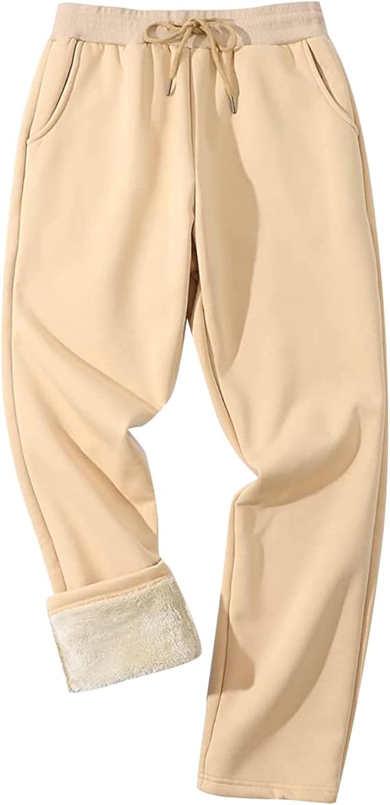 Flygo Men's Fleece Lined Sherpa Sweatpants Winter Warm Pants Jogger Lounge Athletic Pant with Pockets