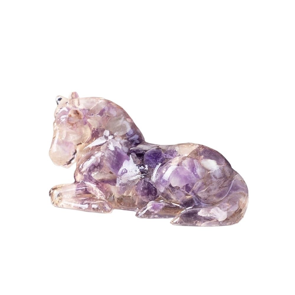 HUFFA Ornamental Horse Figurine - Crystal Epoxy Resin Home Decoration with Natural Tiger Eye Chips