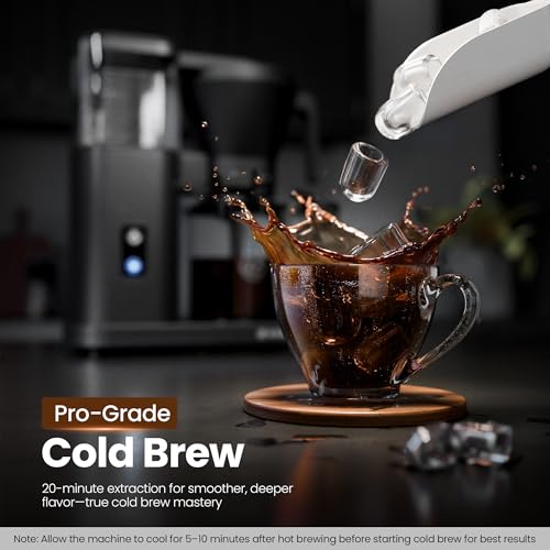 Image of Kismile SCA-Certified 8 Cup Drip Coffee Maker, Pour Over Coffee Machine with 3s Instant Heat 197-205℉, Adjustable Flow Control, Removable Water Tank, Deep Cold Brew & 40 Min Keep Warm (Dark Grey)