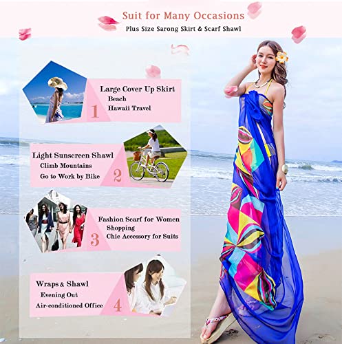 GERINLY Chiffon Thin Sarong Wrap: Geometrical Design Plus Size Beach Cover Up for Swimsuit Vacation Outfit Lightweight3