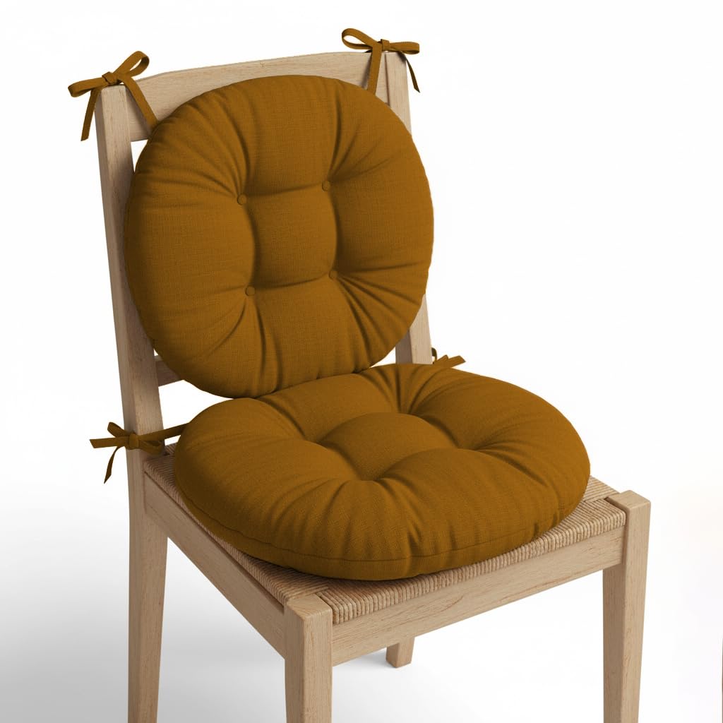 Mom's Moon Plus Cotton Comfort Round Floor Cushion/Back Cushions/Chair Cushions (Brown, Standard, 16 Inch) - Pack of 2