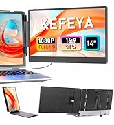 KEFEYA Laptop Screen Extender, 14" Portable Monitor for Laptop 13-17", 1080P FHD IPS Laptop Monit...