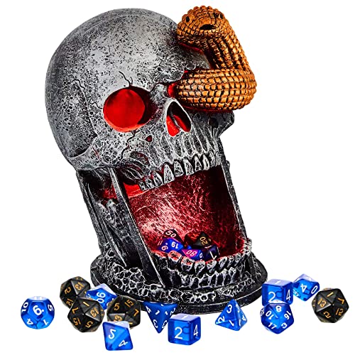 Dice Tower Skull Dice Tower Dice Roller with LED Light Dice Skull for Tabletop Roleplaying Game, Included Button Battery