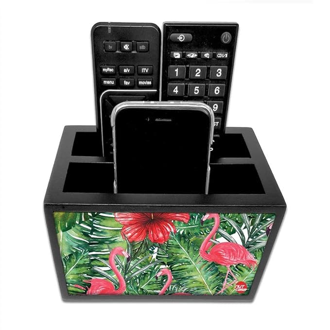 Nutcase Designer Wooden Remote Control Holder Stand Organizer Caddy for TV/AC Remotes-Multipurpose Desk Organiser-6�x4�x4� 1
