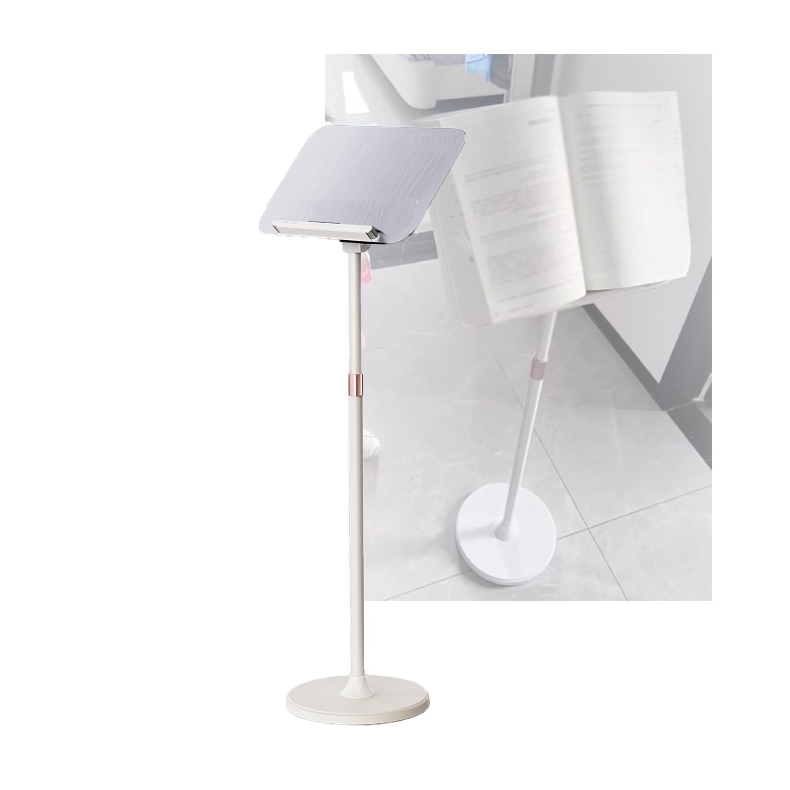 Generico Leggio Multifunzione Regolabile con Supporto per spartiti Musicali, Altezza Regolabile per Uso Domestico – Perfetto per Ricette, Foto e spartiti Musicali (Bianco)