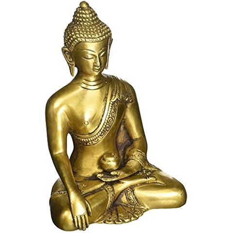 SouvNear Auspicious Gifts 6“ Meditating Buddha Statue Golden Brass Gautama Figurines Siddhartha Cover