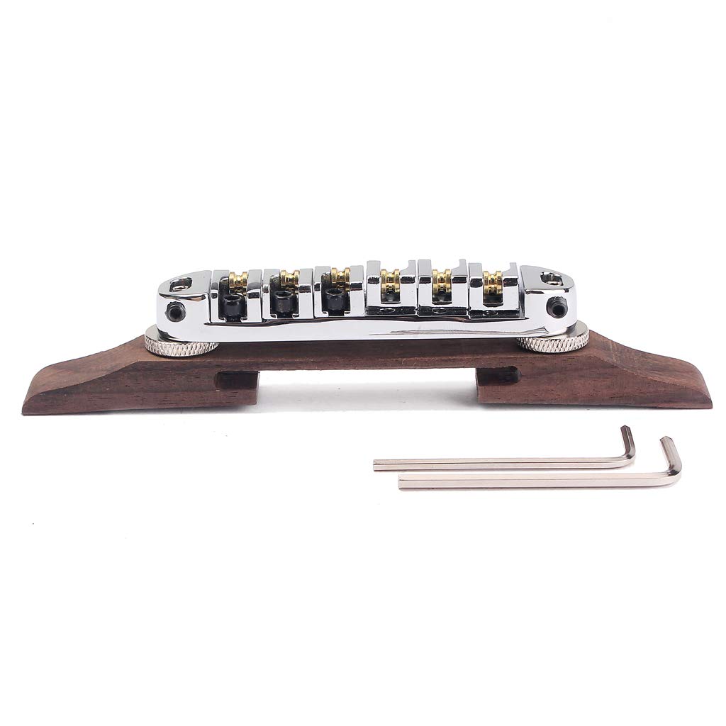 Alnicov Chromowane siodełka rolkowe Rosewood Bridge zestaw do gitary jazzowej