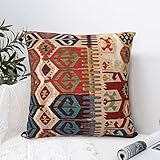 Blitheblos 20 Aksaray Tribal Antique Turkish Kilim Print Throw Pillow Covers Decorative Pillows 18'X18' Home Decor Pillowcase Aesthetic Pillow for Bedroom Living Room Dormitory College Sofa Bed Couch