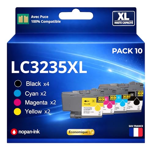 Cartouches LC3235XL compatibles Brother DCP J1100DW haute capacité de 10 pièces