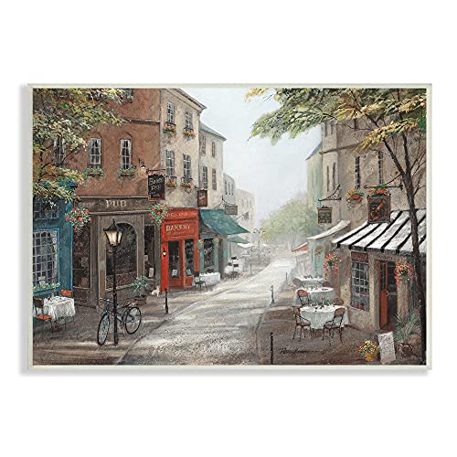 Image of 'Classic European Urban Street Vintage Bistro'| Wall Plaque Art | Stupell Industries | 19 x 13 Inches, Easy to Hang and Sturdy, Made in USA, by Ruane Manning