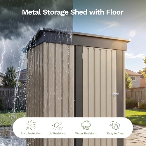Image of Patiowell 5x3 FT Outdoor Storage Shed with Floor Frame, Small Metal Sheds