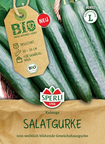Sperli BIO Salatgurke Kalunga 80831 - Resistente Gurkensamen - für Gewächshaus - Bitterfreie Früchte - 30-35 cm - Gurken Pflanzen, Gemüse, Pflanzensamen