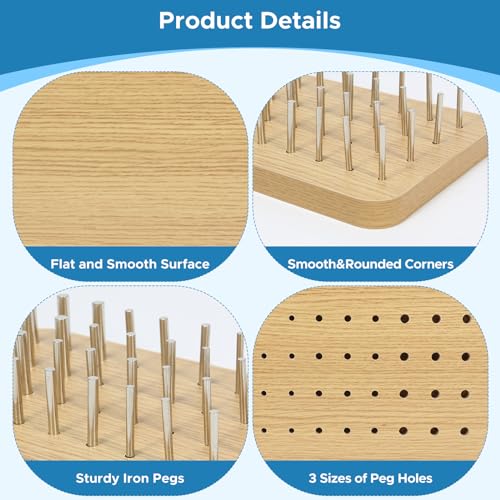 OLVULGG 36-Hole Wooden Pegboard for Occupational Therapy, Hand Therapy Peg Board with 3 Sizes of Round Iron Pegs to Improve Finger Dexterity, Fine Motor Coordination & Sensory Rehabilitation - Image 6
