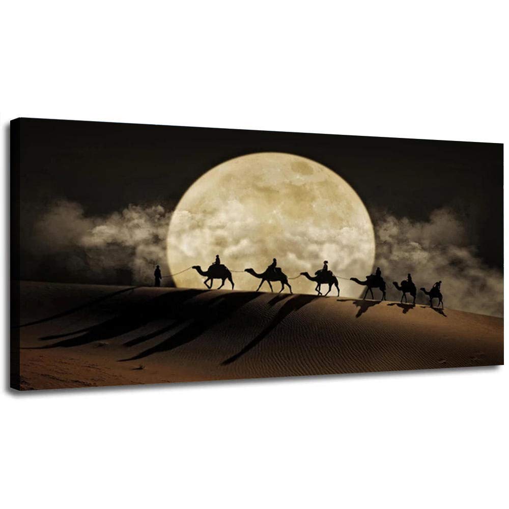 Amazon｜砂漠の月の夜のシーンウォールアートポスターとプリント