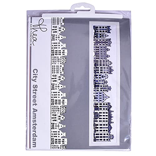 Image of Thea Gouverneur - Counted Cross Stitch Kit - City Street Amsterdam - Linen - 32 Count - Embroidery Kit for Adults - DMC Embroidery Threads and Other Cross Stitch Supplies Included - 873