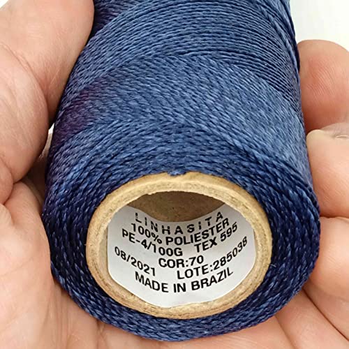 Linhasita Waxed Thread 100 g / 170 m Polyester 1 mm Thick Macrame, 30 Colours navy, Navy Blue, 170 metros / 100 gr - Image 4