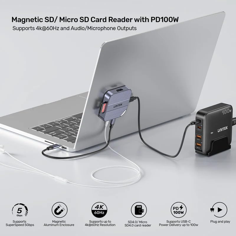 Lecteur de cartes SD/micro SD magnétique avec PD100W