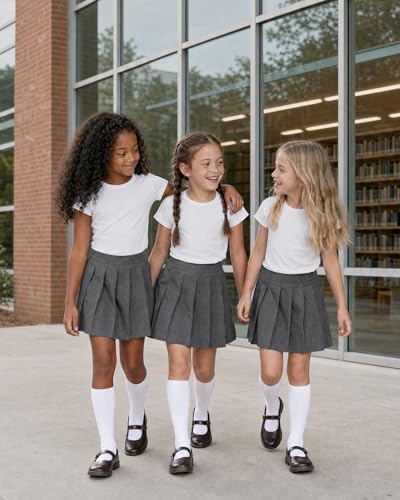 Stelle Girls Socks Knee High Socks for Girls Cotton Uniform Long Sock for Toddler 3 Pairs School Socks 3-4 Toddler True White — view 2